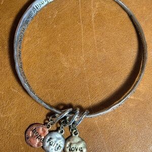 Silver Bangle Bracelet with Inspirational Charms